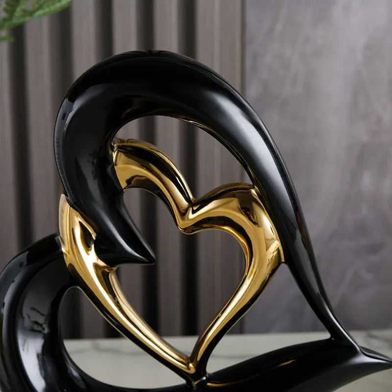 Modern white porcelain heart ornament on display in a choice of eight metallic and coloured finishes.
