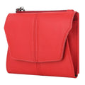 Genuine first layer cowhide coin purse in solid colour with stitching and lock, black variant
