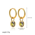 Women's retro simple oval zircon copper earrings shown in six colour options on a white background.