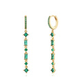 Geometric U-shaped ear clip with colourful stone inlays and metallic framework on earlobe