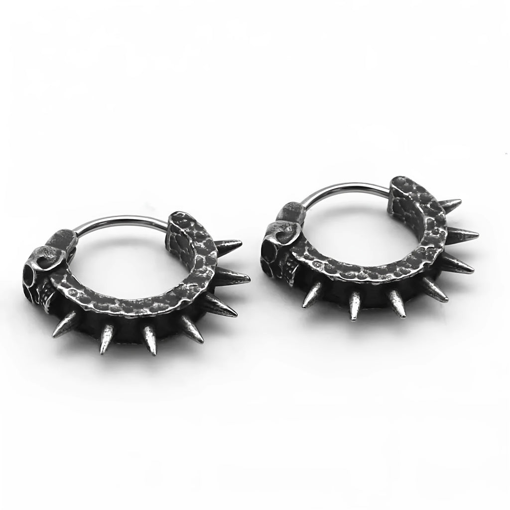 Geometric punk motorcycle earrings in black and copper alloy for men and women