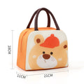 Cartoon funny children's insulated lunch box bag in Oxford cloth with animal design.