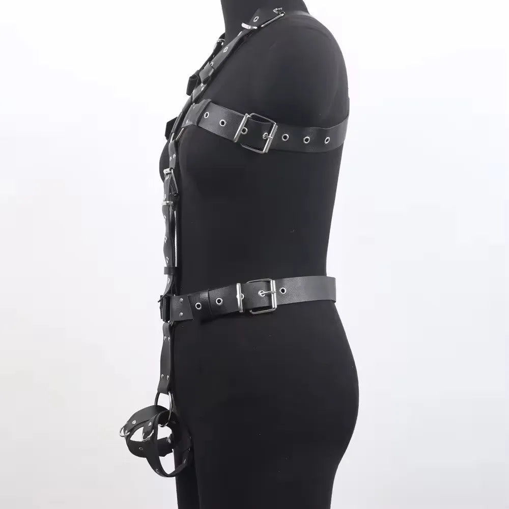 Black imitation leather shapewear belt with pin buckle fastening