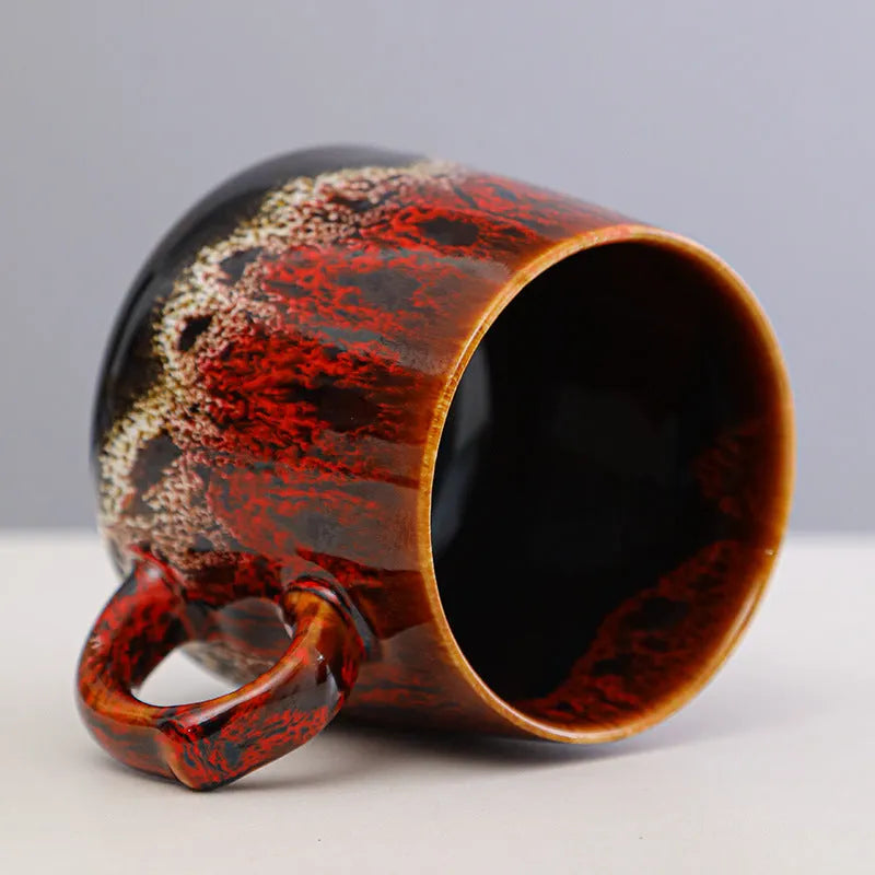 Ceramic large-capacity coffee mug with retro styling, 8.5cm tall with 8cm diameter