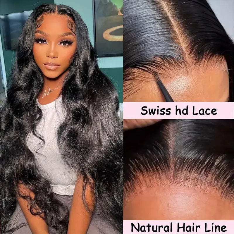Front lace wig medium big wave black high temperature fibre ladies face shape modification