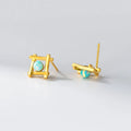 Geometric cross quadrangle stud earrings in 925 silver with silver or gold plating options
