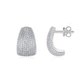 Geometric sterling silver ear studs with moissanite stones in gift box