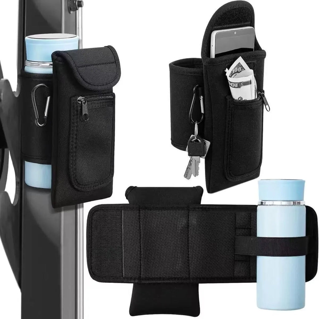 Cloth kettle cover sleeve with magnetic closure and carabiner clip options in various colours.