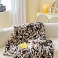 Chenille cover blanket with striped ice bar pattern in 130x170cm size showing caramel mango colour option