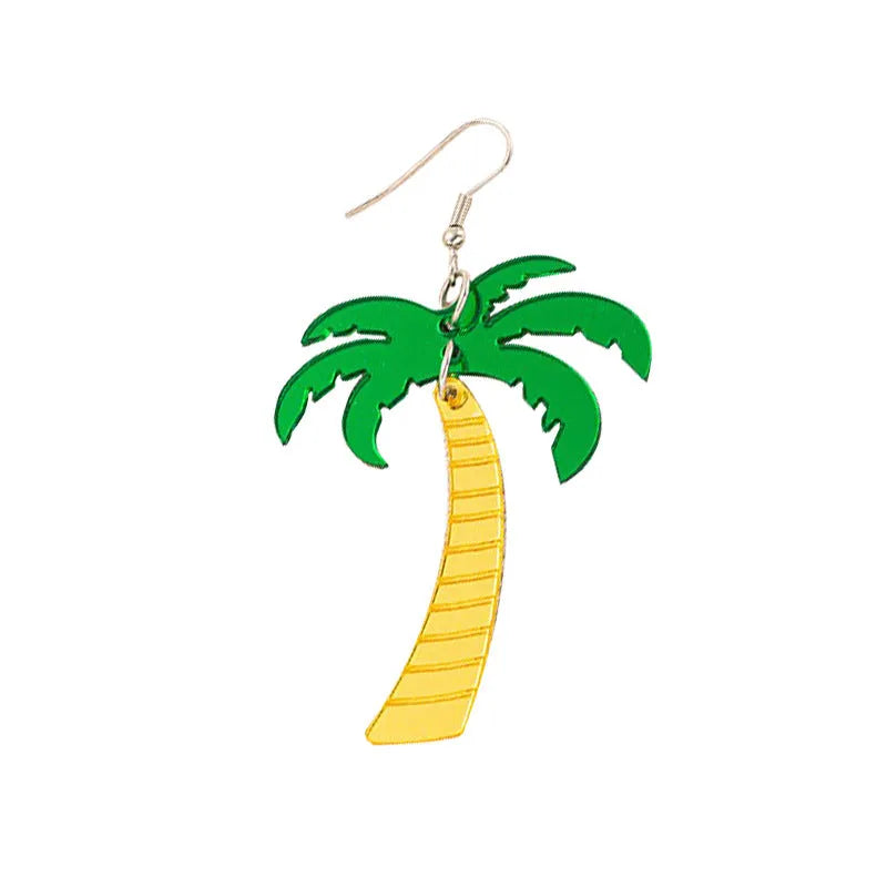 Acrylic drop-shaped coconut artocarpus earrings with alloy hook in one of five colourful styles.