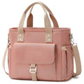 Portable cube-style picnic bag with removable shoulder strap and side pocket in Oxford cloth