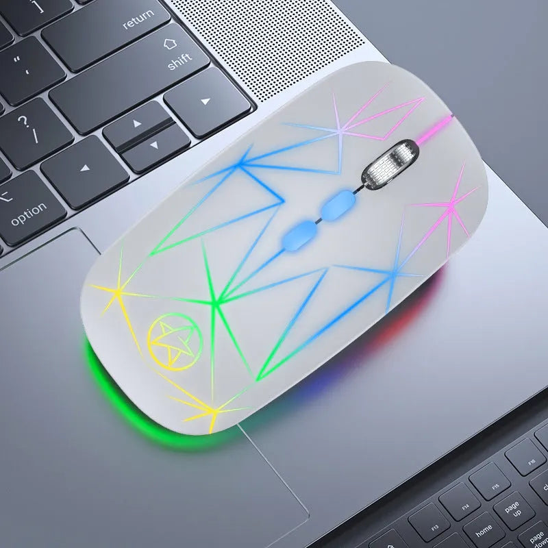 Wireless Bluetooth gaming mouse with luminous charging indicator and metal scroll wheel in black colour