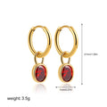A pair of women's retro-style copper earrings with an oval zircon stone in one of six available colours.
