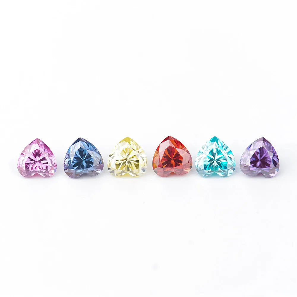 Lemon yellow heart-shaped moissanite gemstone showing precise cut and dimensions
