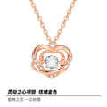 S925 sterling silver heart necklace with O chain, rose finish, on display