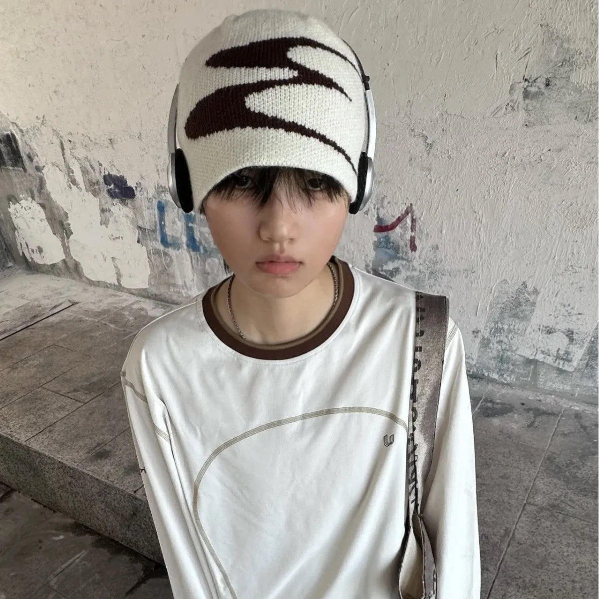 Knitted acrylic beanie hat in black, grey or white colours for autumn and winter wear
