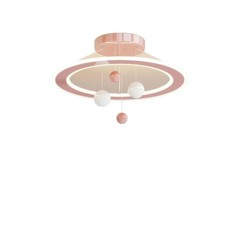 Modern children's bedroom chandelier with dimmable white and pink light options