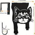 Black iron cat-shaped wall hook with punch-free mounting system