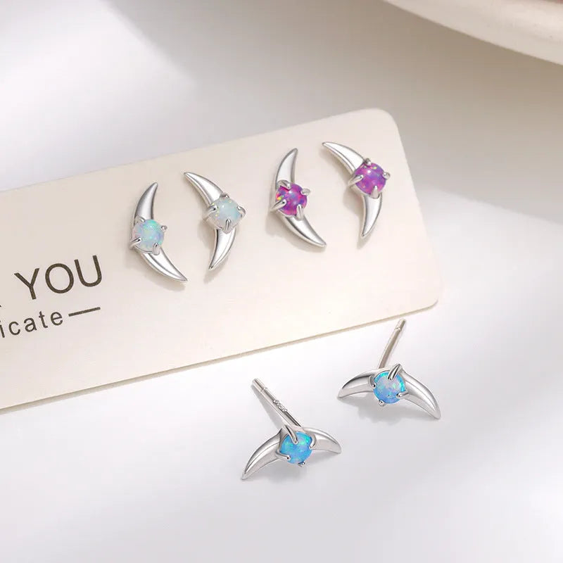 Women's geometric earrings in 925 silver with electroplated finish and coloured stone details