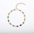 Stainless steel adjustable bracelet with a heart-shaped charm, shown in one of six colour finishes including black, blue, or red.