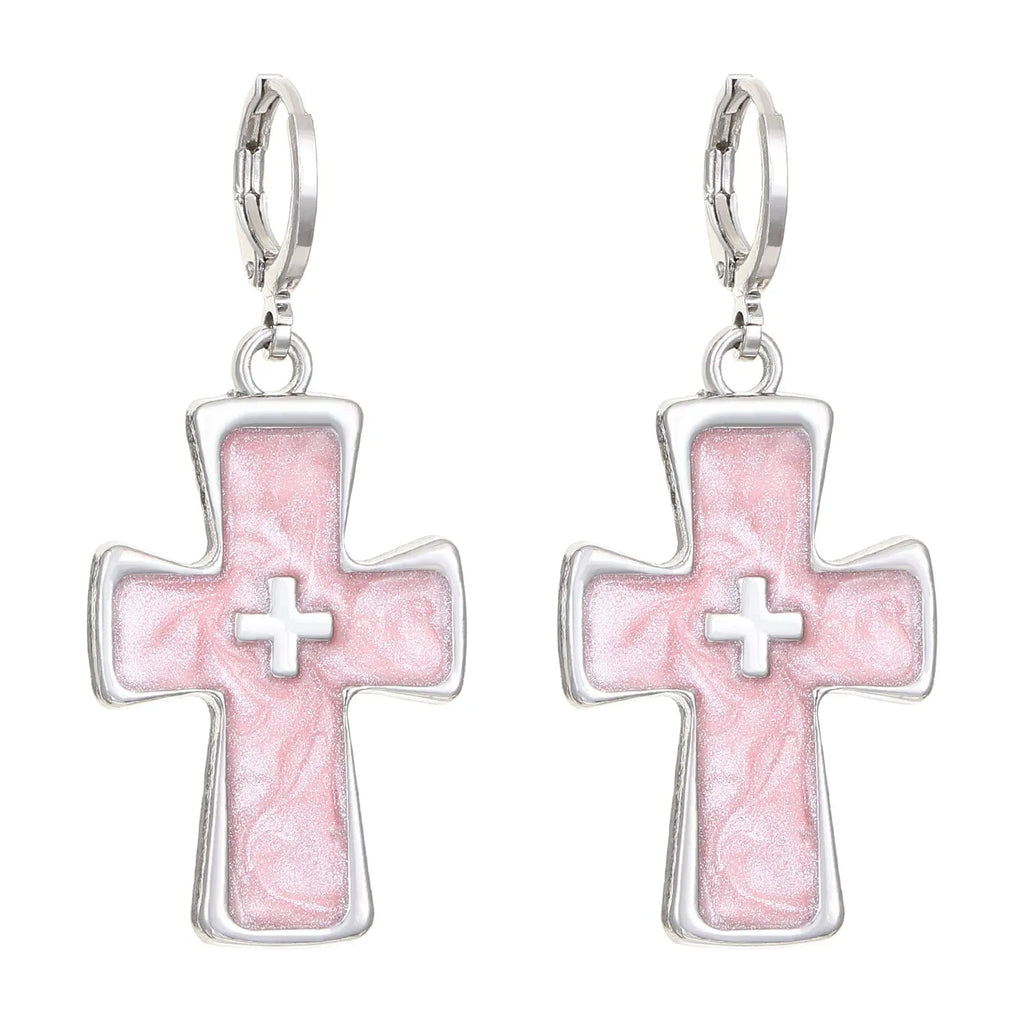 Women's classic cross crystal alloy earrings in five colour variations with geometric and animal designs