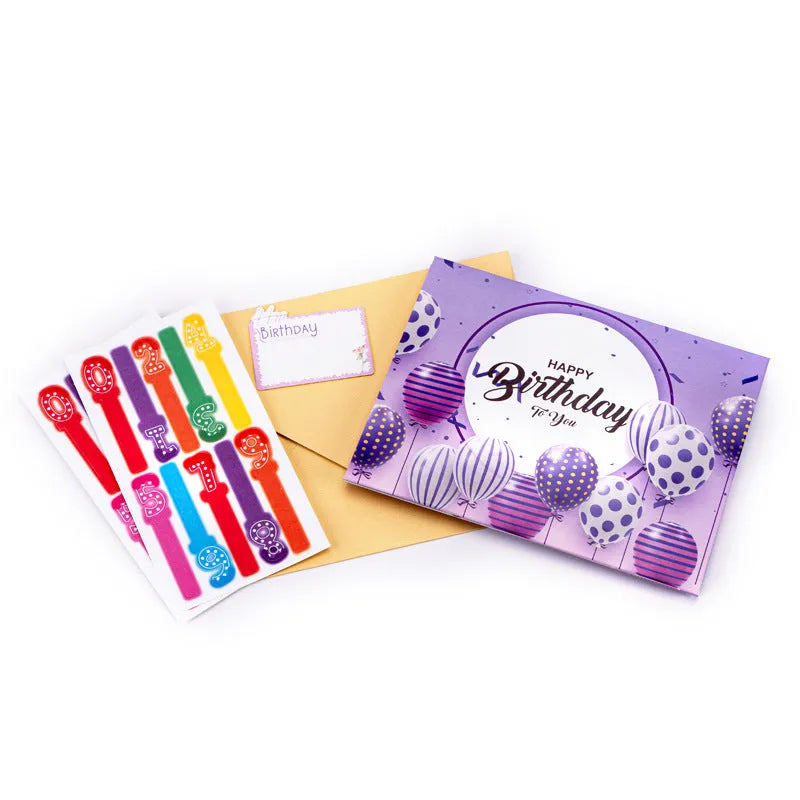 Chinese ink style 3D blowing cake greeting card with light music elements, manual folding construction