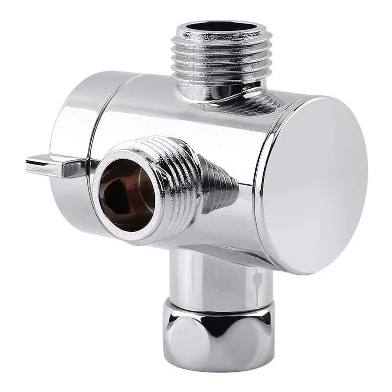 Copper shower water distributor with American bracket fitting on a white background.