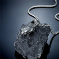 Retro geometric snake head pendant necklace for men on a leather chain