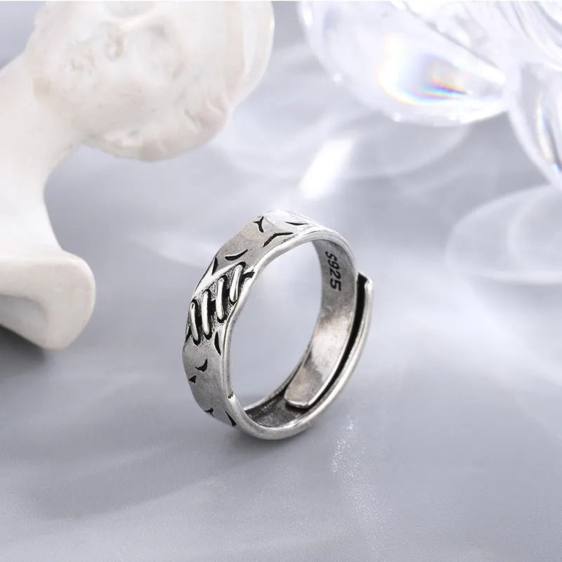 Black geometric copper ring with adjustable opening for women's fashion jewellery
