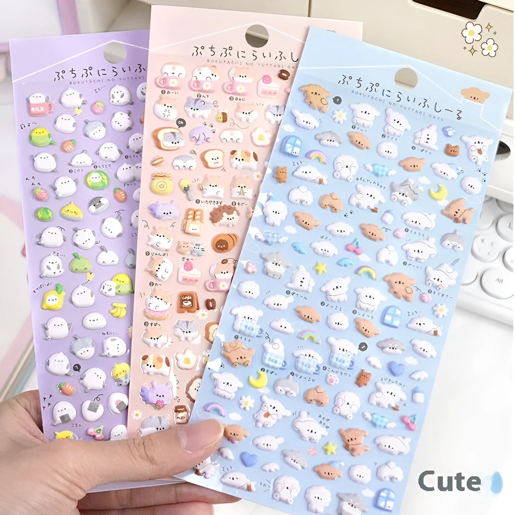 Cartoon animal foam bubble dstereo sticker on phone case with raised 3D effect