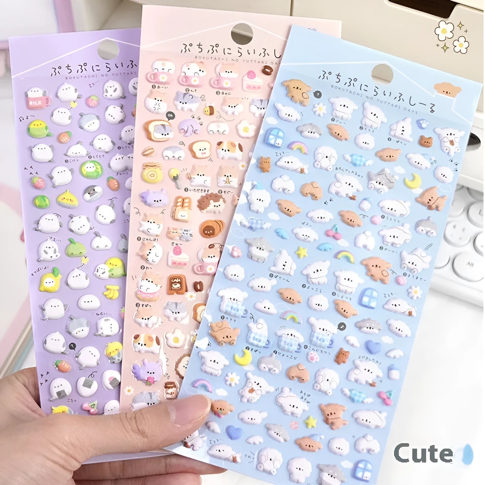 Cartoon animal foam bubble dstereo sticker on phone case with raised 3D effect