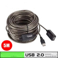 USB high speed data cable with chip 5m transparent black copper wire extension male to female