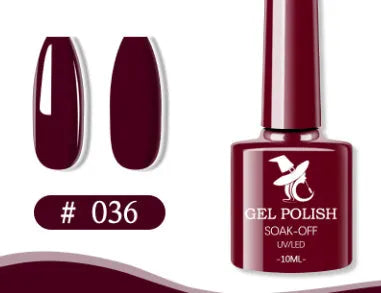48 colour UV phototherapy plastic gel nail polish set with 7ml bottles in various finishes including glitter and nude shades