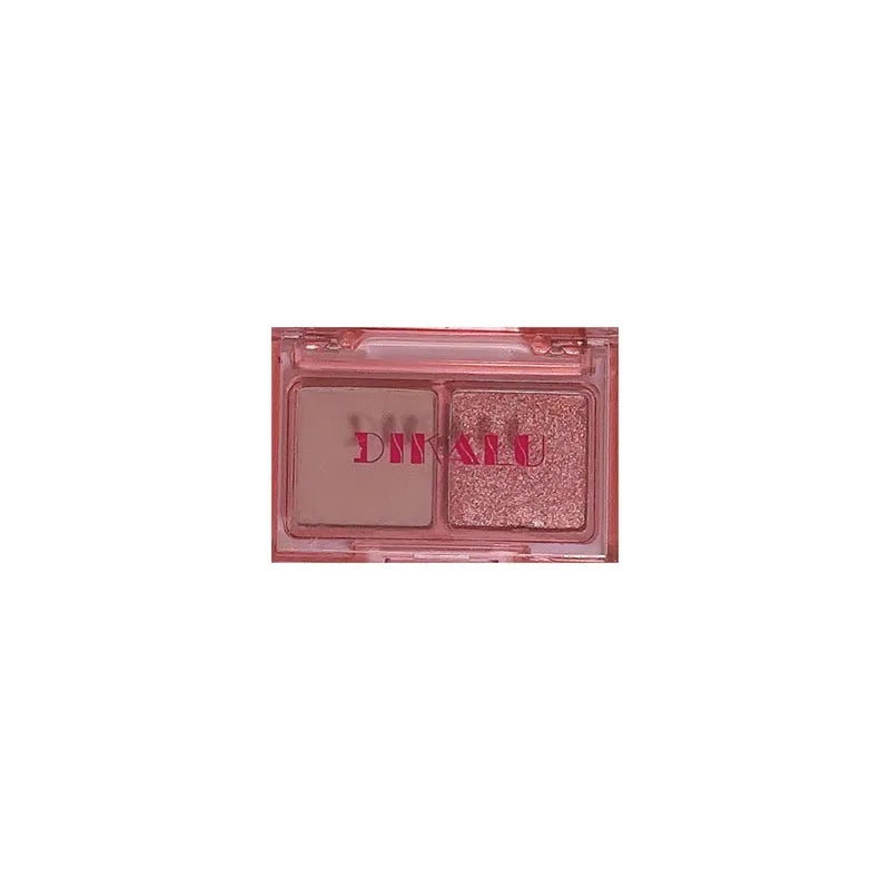 Cool two-tone eyeshadow plate compact showing pink and black colour combination with matte and shimmer finishes