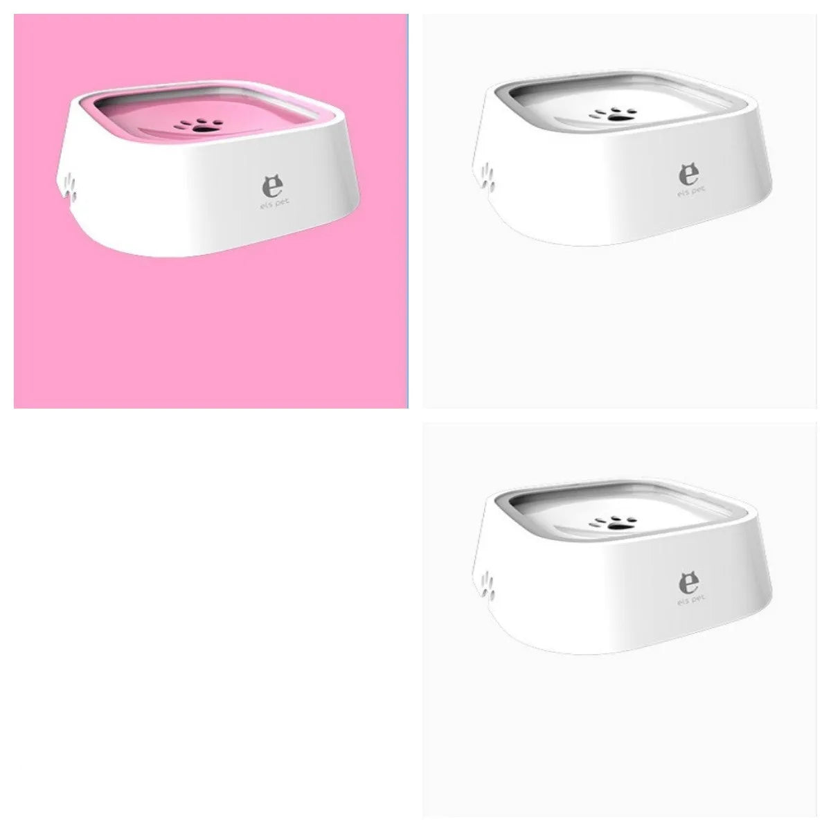 1.5L grey anti-overflow floating water bowl for cats and dogs with non-slip base