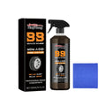 Car tyre cleaner bottle and microfibre towel for alloy wheel cleaning