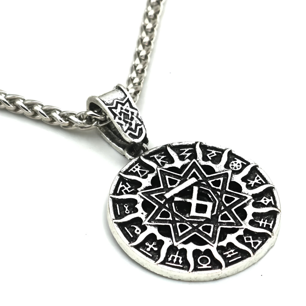 Lunavin ODing logo alloy necklace pendant with adjustable leather rope or snake bones chain in antique silver or bronze finish
