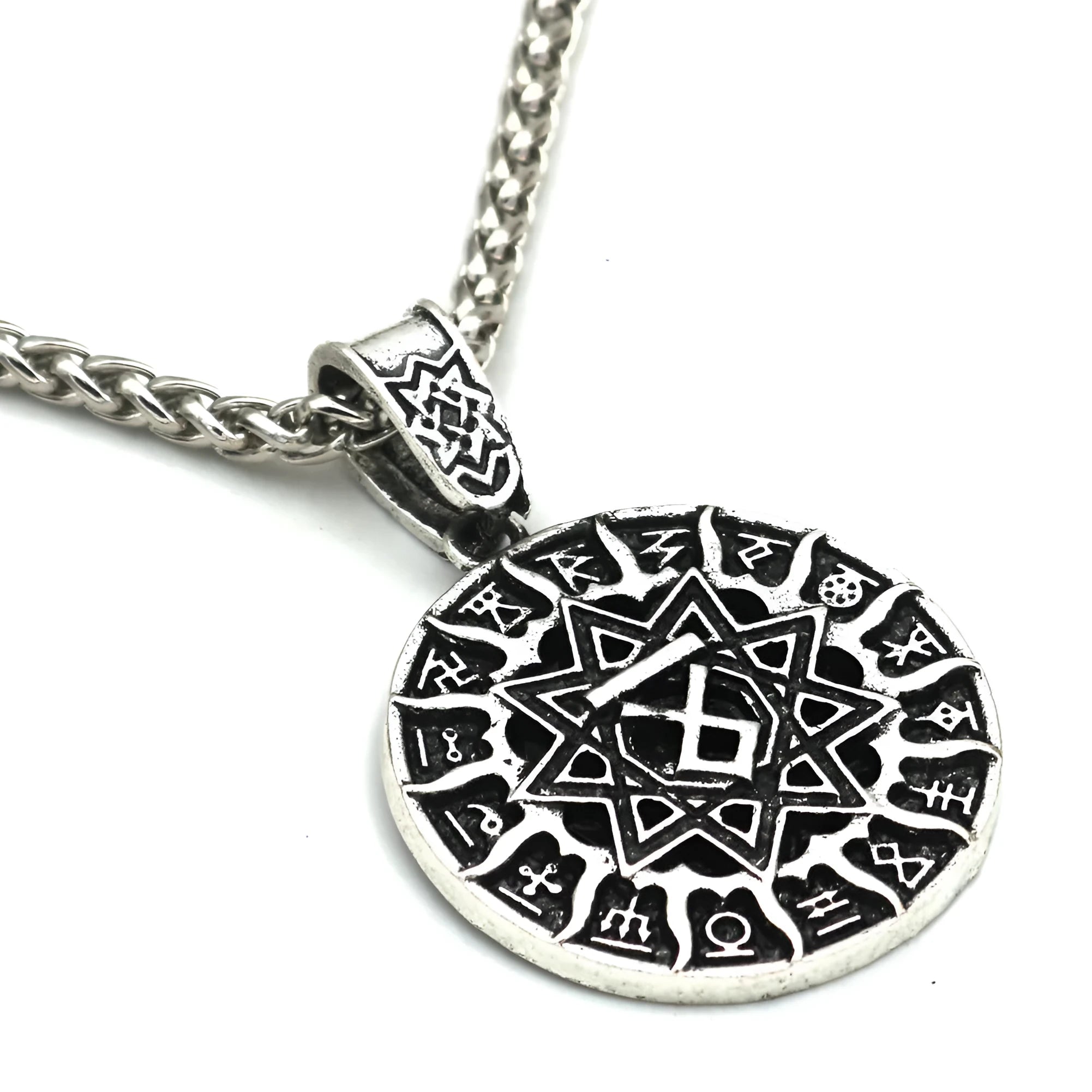 Lunavin ODing logo alloy necklace pendant with adjustable leather rope or snake bones chain in antique silver or bronze finish