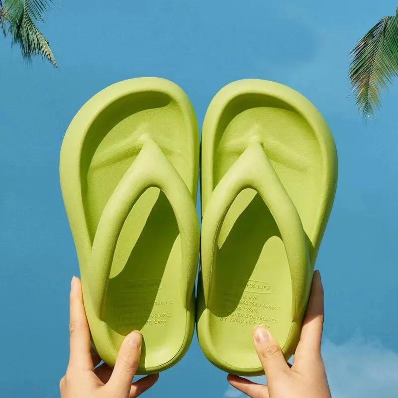 Women's thick-soled EVA flip-flops with bow decoration in black, green, pink, rose red, and white colours