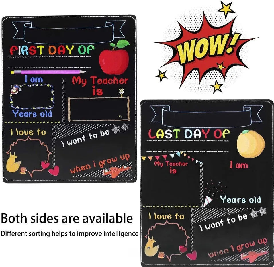 Wooden craftwork blackboard for first day of school with modern simplicity design measuring 25.5x30cm