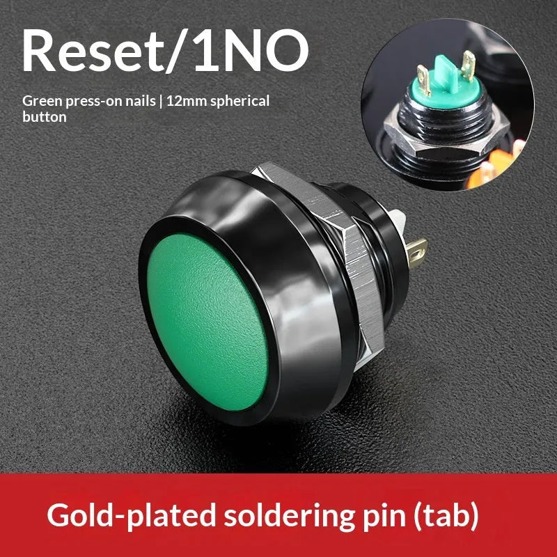 12mm red wave spherical handle self-resetting button with silver-plated contacts, waterproof, for electronic remote control