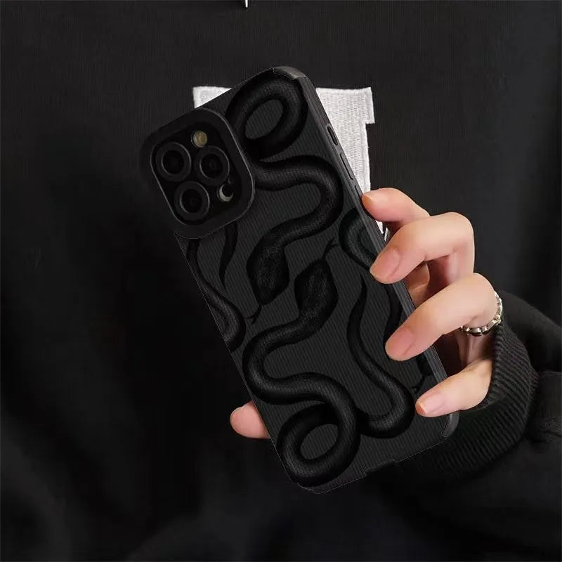 Dark cartoon imitation leather phone case for iPhone with black and zebra stripe colour options