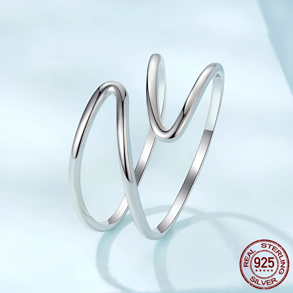 S925 sterling silver adjustable line ring for women, geometric open band, colour SCR1159-E