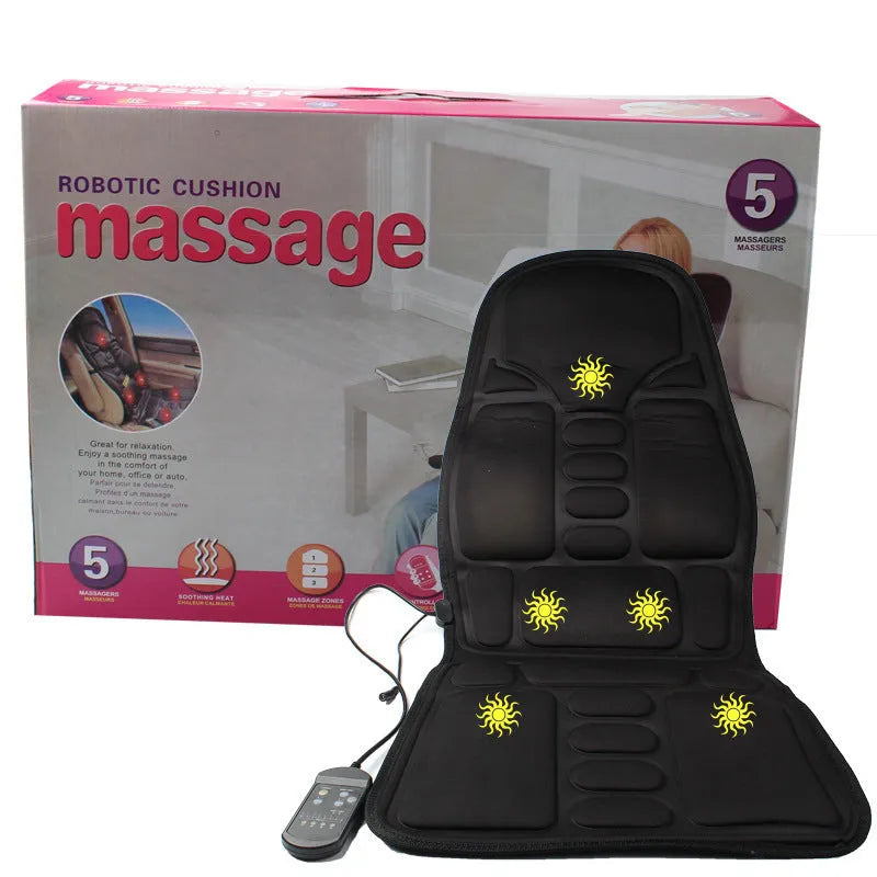 Black heating massage mat with infrared function and adjustable speed control