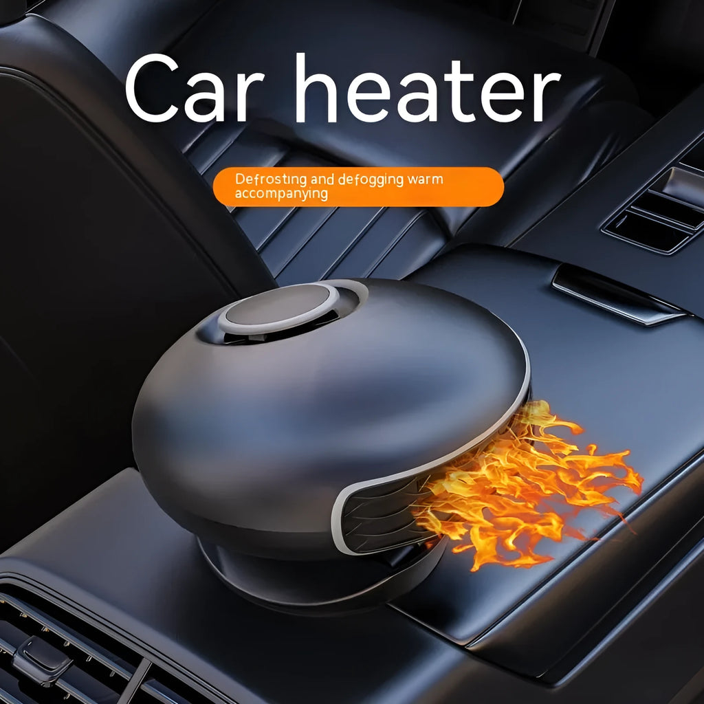 Black car warm air blower heater with power cable for 12V or 24V vehicle defrosting
