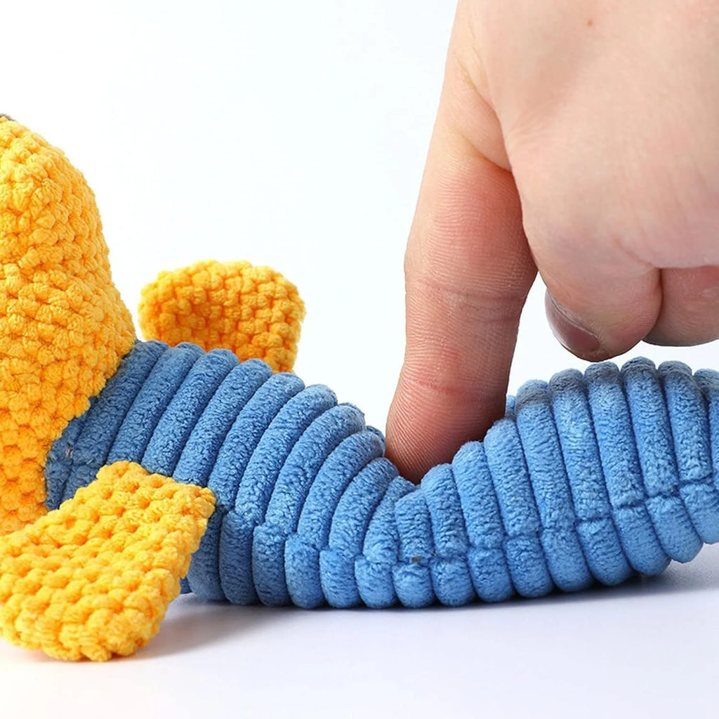 Soft plush dog chew toys in calf, frog and puppy designs with squeakers