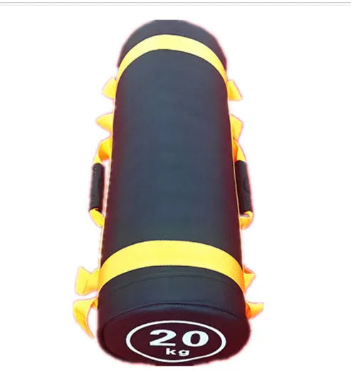 Flat white PVC fitness training sandbag for weight lifting in various sizes.