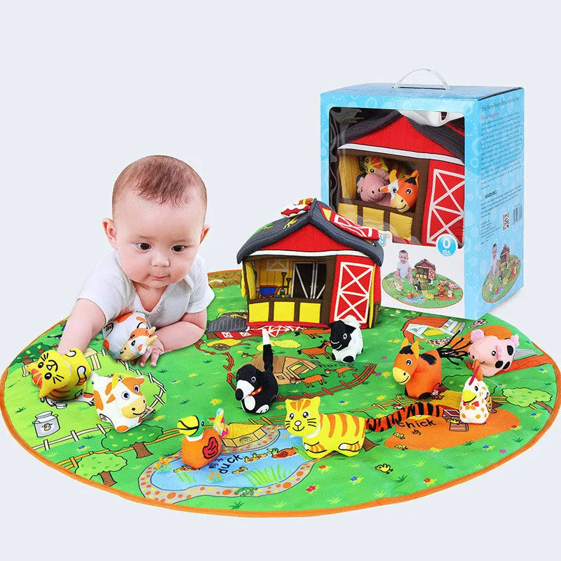 Baby play blanket with animal print design for crawling and tummy time, 1cm thickness