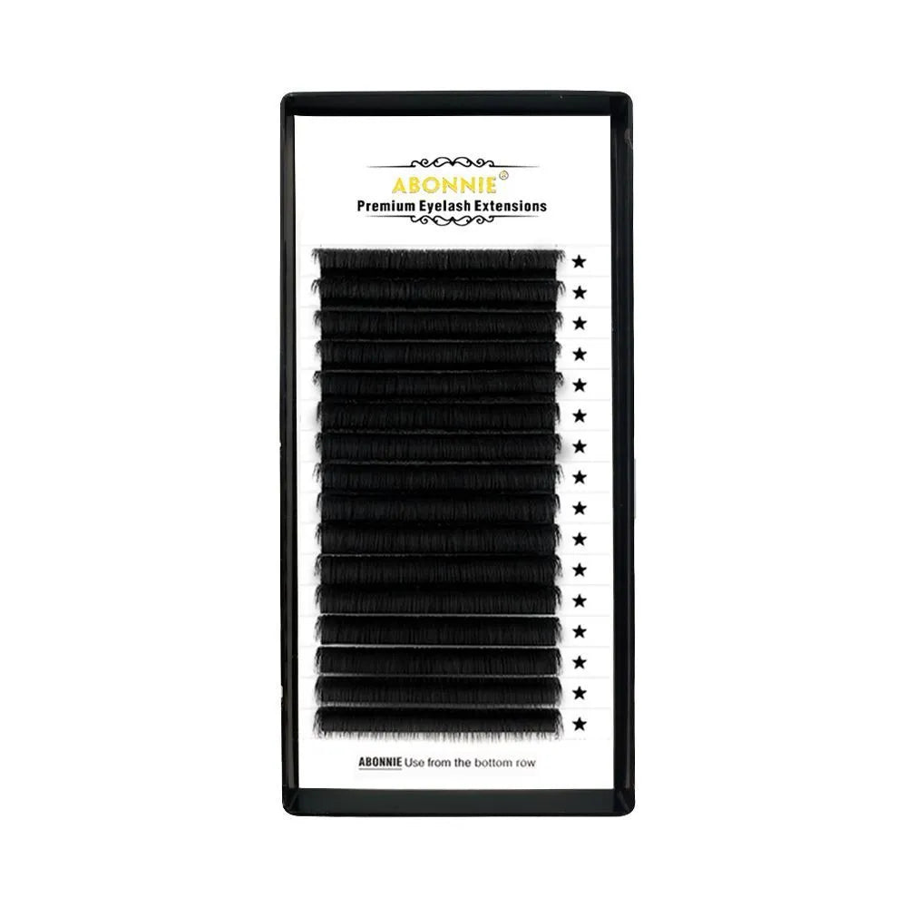 Close-up of 16-row dense false eyelashes made from mink hair on a matte round wool band.