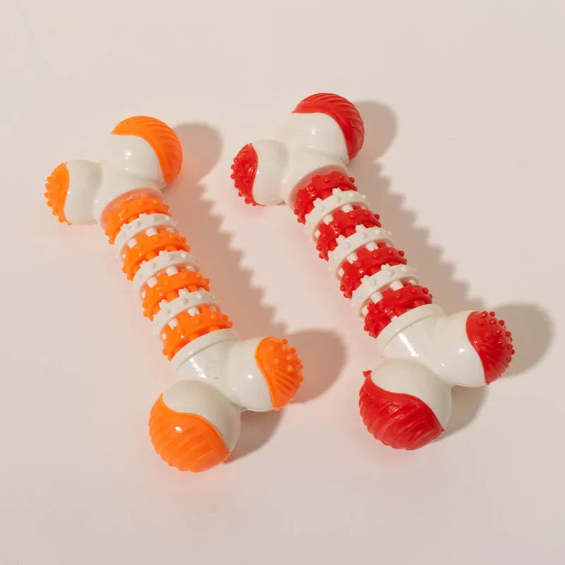 Bone-shaped interactive dog chew toy for small breeds with treat holder compartment